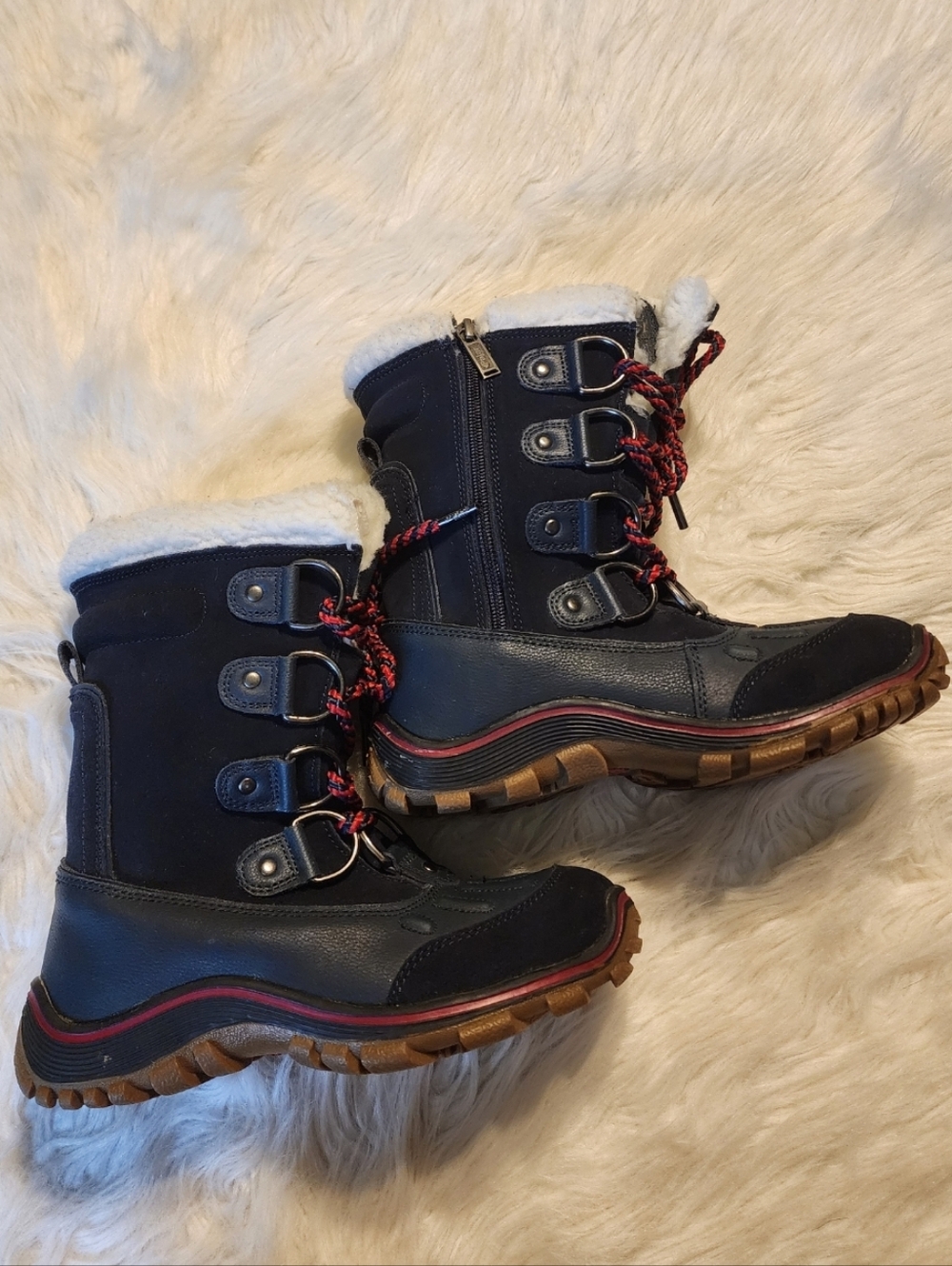 Navy Pajar Canada Alina Snow Fur Lined Lace Up Boots - Picture 10 of 14
